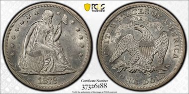 1872 $1 AU58