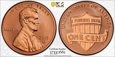 2019-W 1C Shield - Reverse Proof First Strike PR69RD