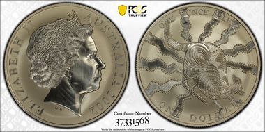 2002 $1 Kangaroo-Aboriginal Design MS70