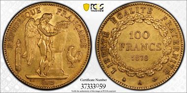 1878-A 100 Fr Gad-1137 F-552 AU53