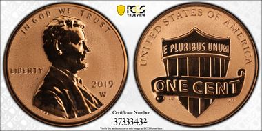 2019-W 1C Shield - Reverse Proof PR69RD