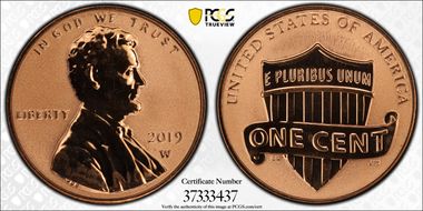 2019-W 1C Shield - Reverse Proof PR68RD