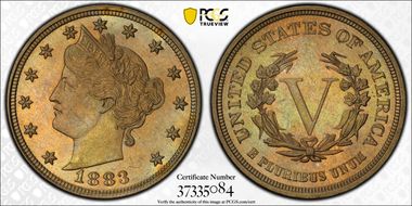 1883 5C No CENTS MS63