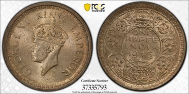 1945-L Rupee SW-9.34 Small 5 MS63