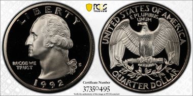 1992-S 25C PR70DCAM