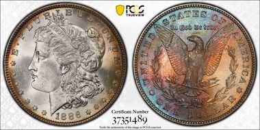 1886 $1 VAM 1C, 3+2 Rev. Clash MS64