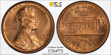 1960-D 1C Small Date MS66RD