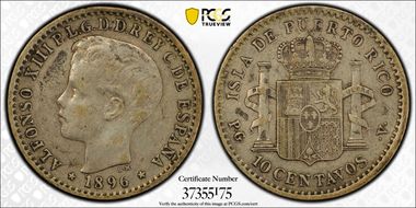 1896-PG V 10C KM-21  Ag XF40