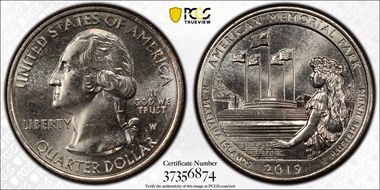 2019-W 25C American Memorial NP First Week of Discovery MS64