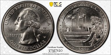 2019-W 25C American Memorial NP First Week of Discovery MS67