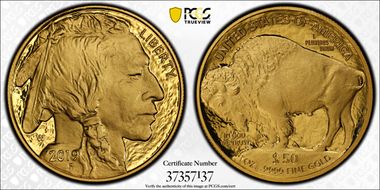 2019-W $50 American Buffalo  .9999 Fine Gold PR69DCAM
