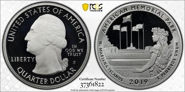2019-S 25C American Memorial NP - Silver First Day of Issue PR70DCAM