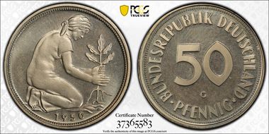 1950-G 50 Pfg DEUTSCHLAND PR66CAM