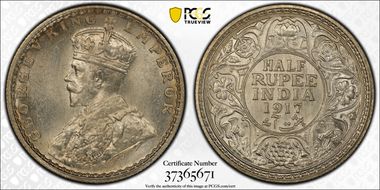 1917(B) 1/2 Rup SW-8.82 MS64