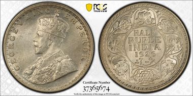 1926(C) 1/2 Rup SW-8.109 MS63