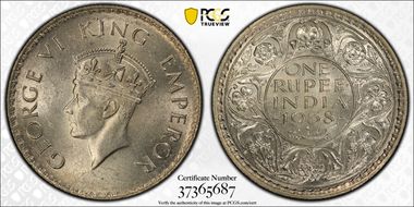 1938(B) Rupee SW-9.9 w/o Lotus Dot MS63+