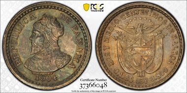 1904 2 1/2C KM-1  Ag MS64