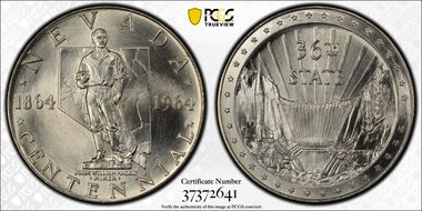 1964 Medal D1964-1b Silver Nevada Statehood Centennial MS67