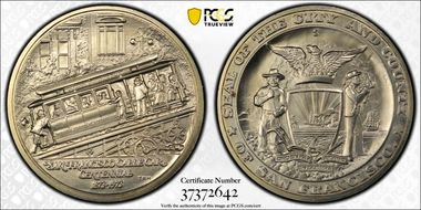 1973-S Medal D1973-2c Silver Cable Car Small MS67