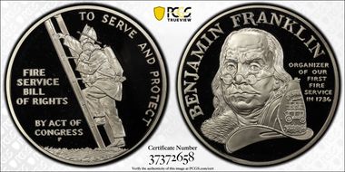 (1992)-P Medal Fire Service Silver PR69DCAM