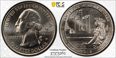 2019-W 25C American Memorial NP First Week of Discovery MS66