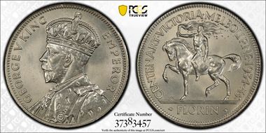 1934-35 Florin Centennial KM-33  Ag MS66