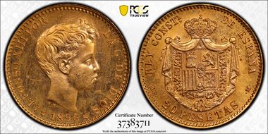 1896-MP M 20 Pta (1962) MS65