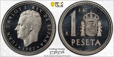 1987-M Peseta E87-National Numismatic Expo PR67DCAM