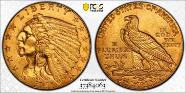 1911-D $2.50 MS64