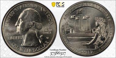 2019-W 25C American Memorial NP First Week of Discovery MS64