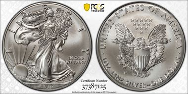 2016-W $1 Burnished Silver Eagle 30th Anniversary Lettered Edge SP69