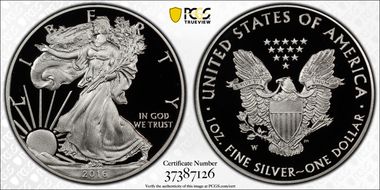 2016-W $1 Silver Eagle 30th Anniversary Lettered Edge PR69DCAM