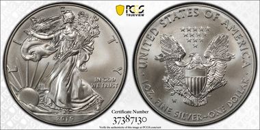 2015-W $1 Burnished Silver Eagle SP69