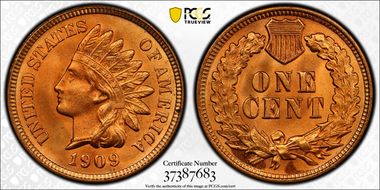 1909 1C Indian MS66+ RD