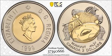 1999 $2 Nunavut Mule No Ring Reverse PL68