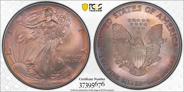 1995 $1 Silver Eagle MS68