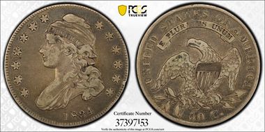 1834 50C Small Date, Small Letters VF35