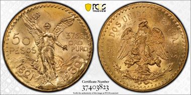 1930 50 Peso KM-481  Au MS64