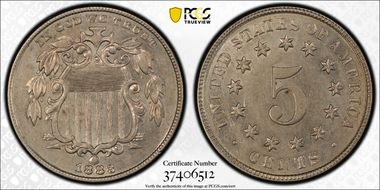 1883/2 5C Overdate FS-301 MS62