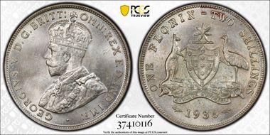 1936(m) Florin KM-27  Ag MS64
