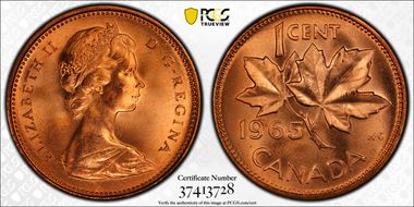 1965 1C Type 3, Lg Beads, Bl 5 MS65RD