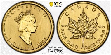 2002 $1 Maple Leaf Au MS66