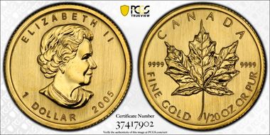 2005 $1 Maple Leaf/Au MS69