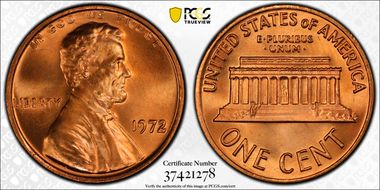 1972 1C Doubled Die Obverse MS67+ RD