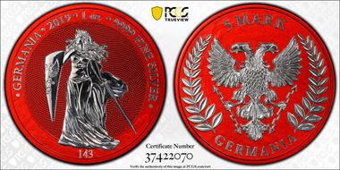 2019 "5 Mk" Germania - Fantasy Issue Colorized - Space Red MS69