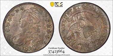 1828 50C Square Base 2, Large 8s MS63