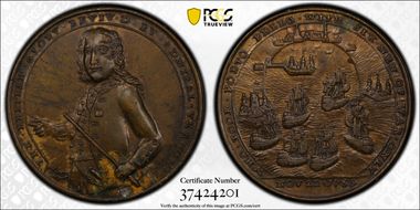 1739 AE Medal Admiral Vernon, A-C PBv 36-II MS62