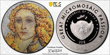 2017 $20 Birth of Venus - Micromosaic Colorized PR69DCAM