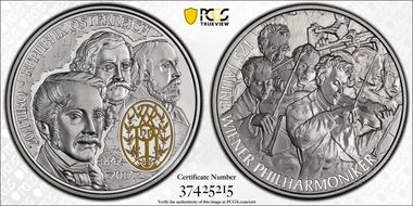 2017 € 20 Vienna Philharmonic 175th Anniversary PR70DCAM