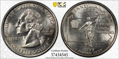 1999-P 25C Pennsylvania MS66